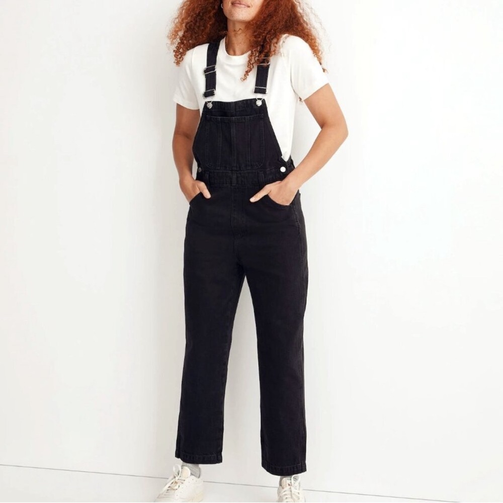 Madewell Overalls Women's Size S Straight-Leg Lunar Wash Black Rigid Denim